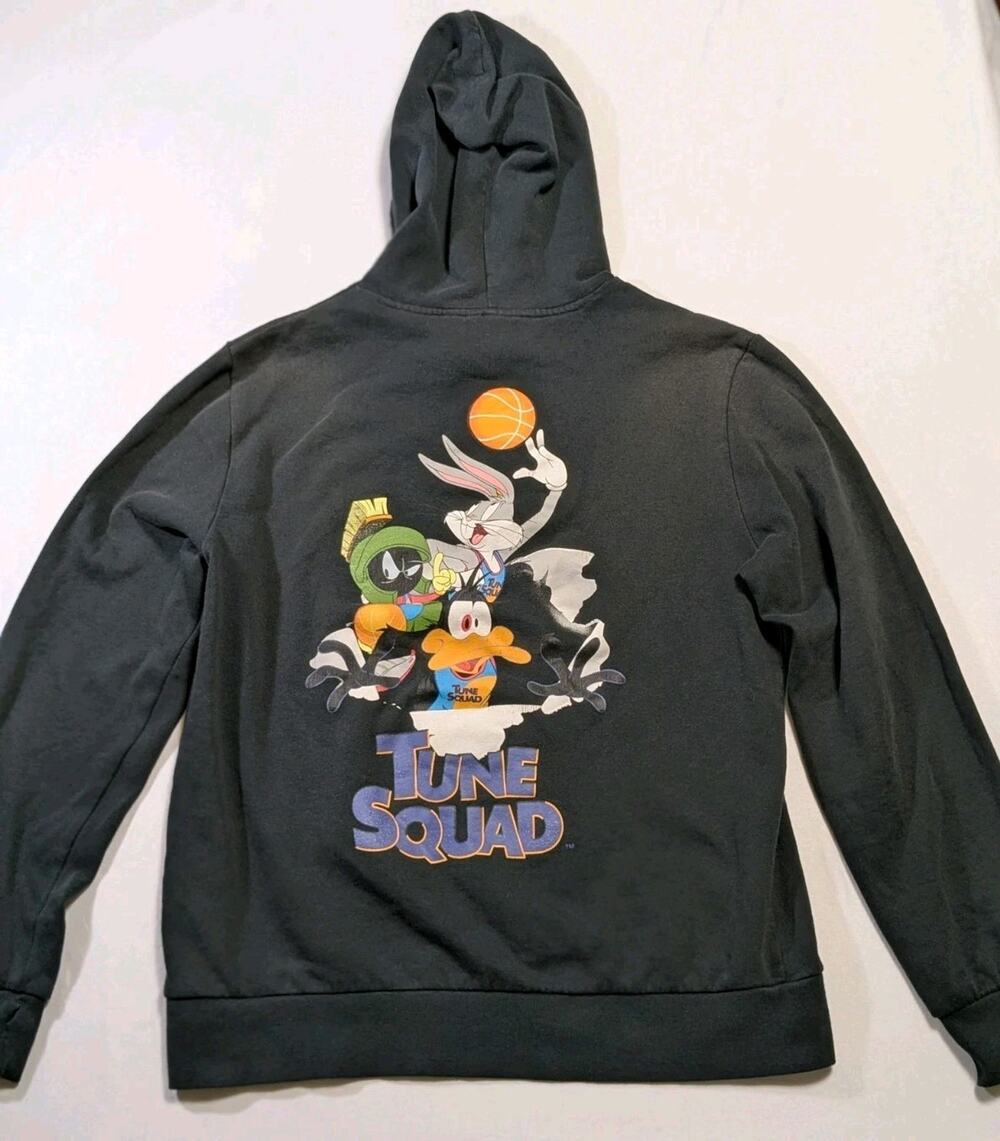 Space Jam Looney Tunes Hoodie Adult M Front/Back Graphic Distressed Faded